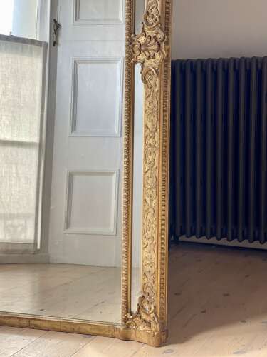 Large antique French gilt mirror c1880