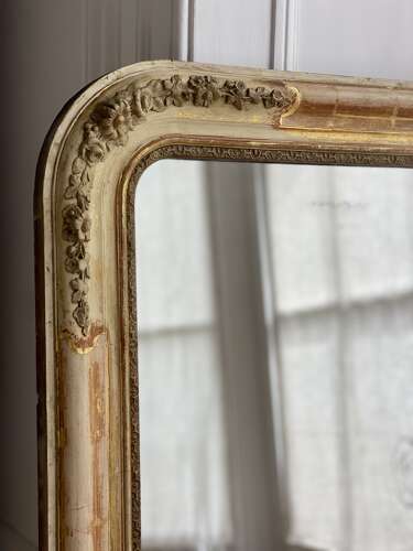 Antique French gilt and bare gesso mirror