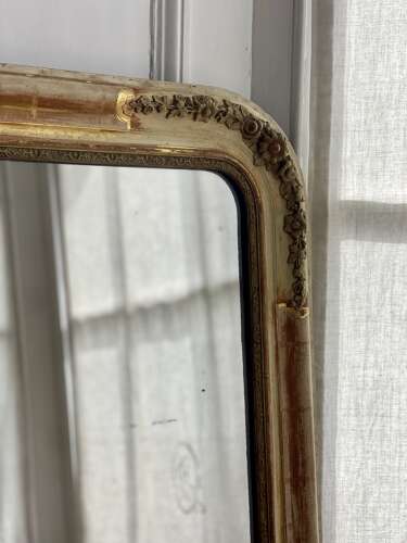 Antique French gilt and bare gesso mirror