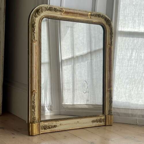 Antique French gilt and bare gesso mirror