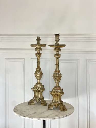 Pair of 19th century French gilt candlesticks