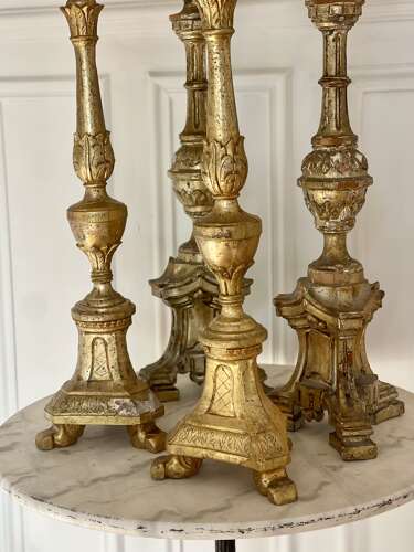 Pair of 19th century French gilt candlesticks
