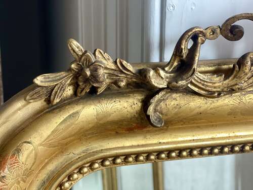 Antique French gilt Louis Philippe mirror with crest