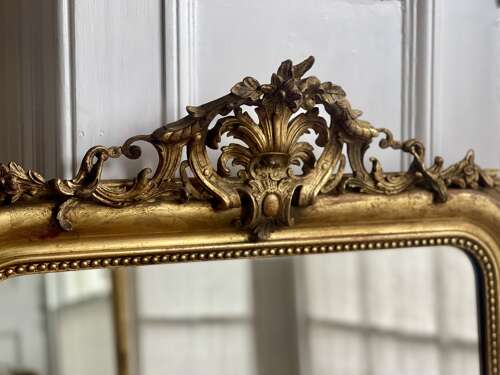 Antique French gilt Louis Philippe mirror with crest