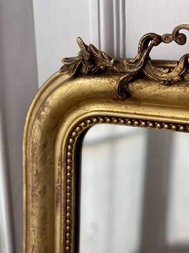 Antique French gilt Louis Philippe mirror with crest