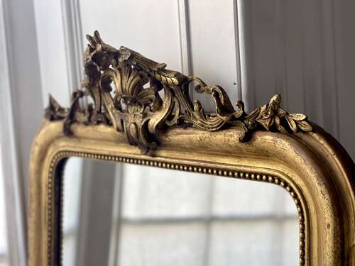 Antique French gilt Louis Philippe mirror with crest