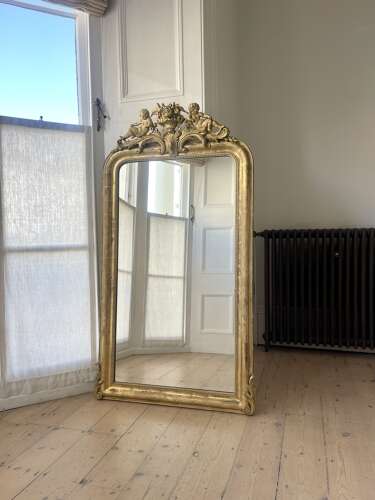 19th century French gilt cherubs mirror