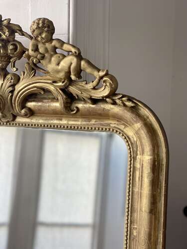 19th century French gilt cherubs mirror