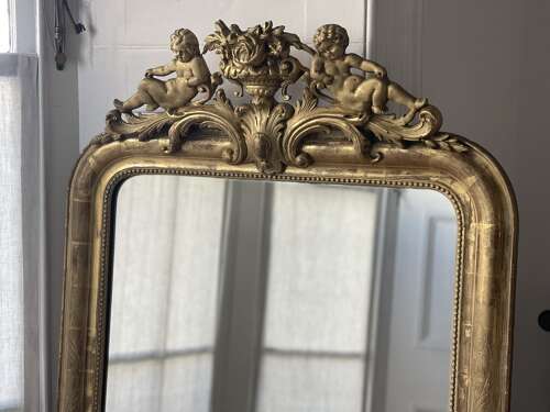 19th century French gilt cherubs mirror