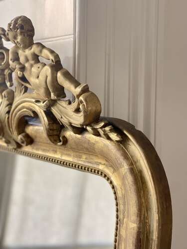 19th century French gilt cherubs mirror