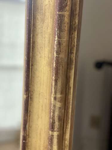 Large antique French gilt leaner mirror - mercury glass