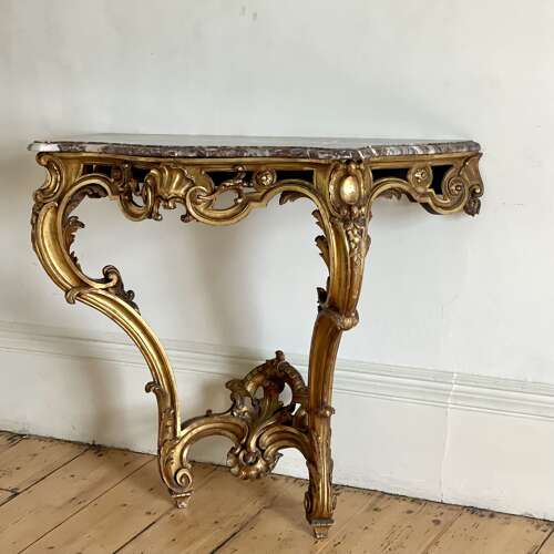Antique French gilt and marble console