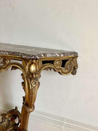 Antique French gilt and marble console