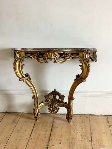 Antique French gilt and marble console