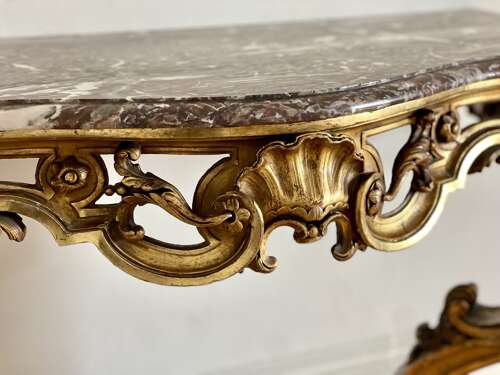 Antique French gilt and marble console