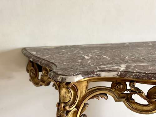 Antique French gilt and marble console