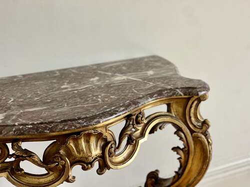 Antique French gilt and marble console