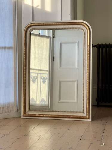 Antique French gilt and bare gesso Louis Philippe mirror