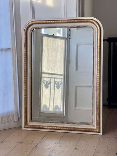 Antique French gilt and bare gesso Louis Philippe mirror
