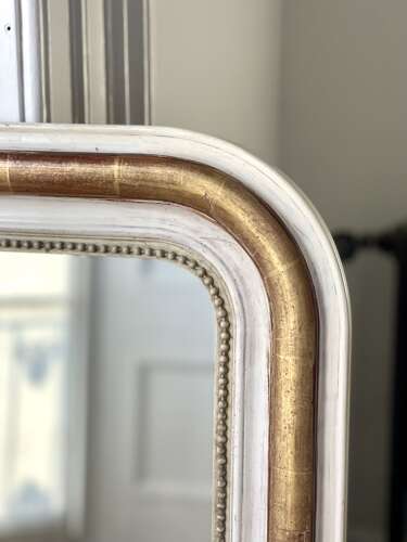 Antique French gilt and bare gesso Louis Philippe mirror