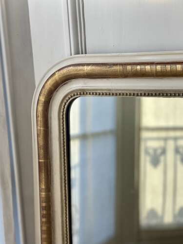 Antique French gilt and bare gesso Louis Philippe mirror