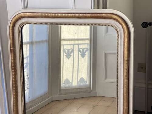 Antique French gilt and bare gesso Louis Philippe mirror