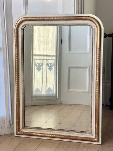 Antique French gilt and bare gesso Louis Philippe mirror