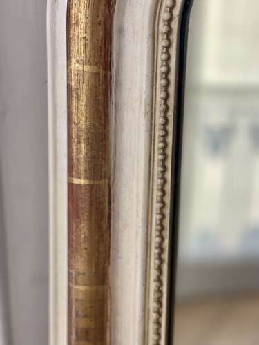 Antique French gilt and bare gesso Louis Philippe mirror