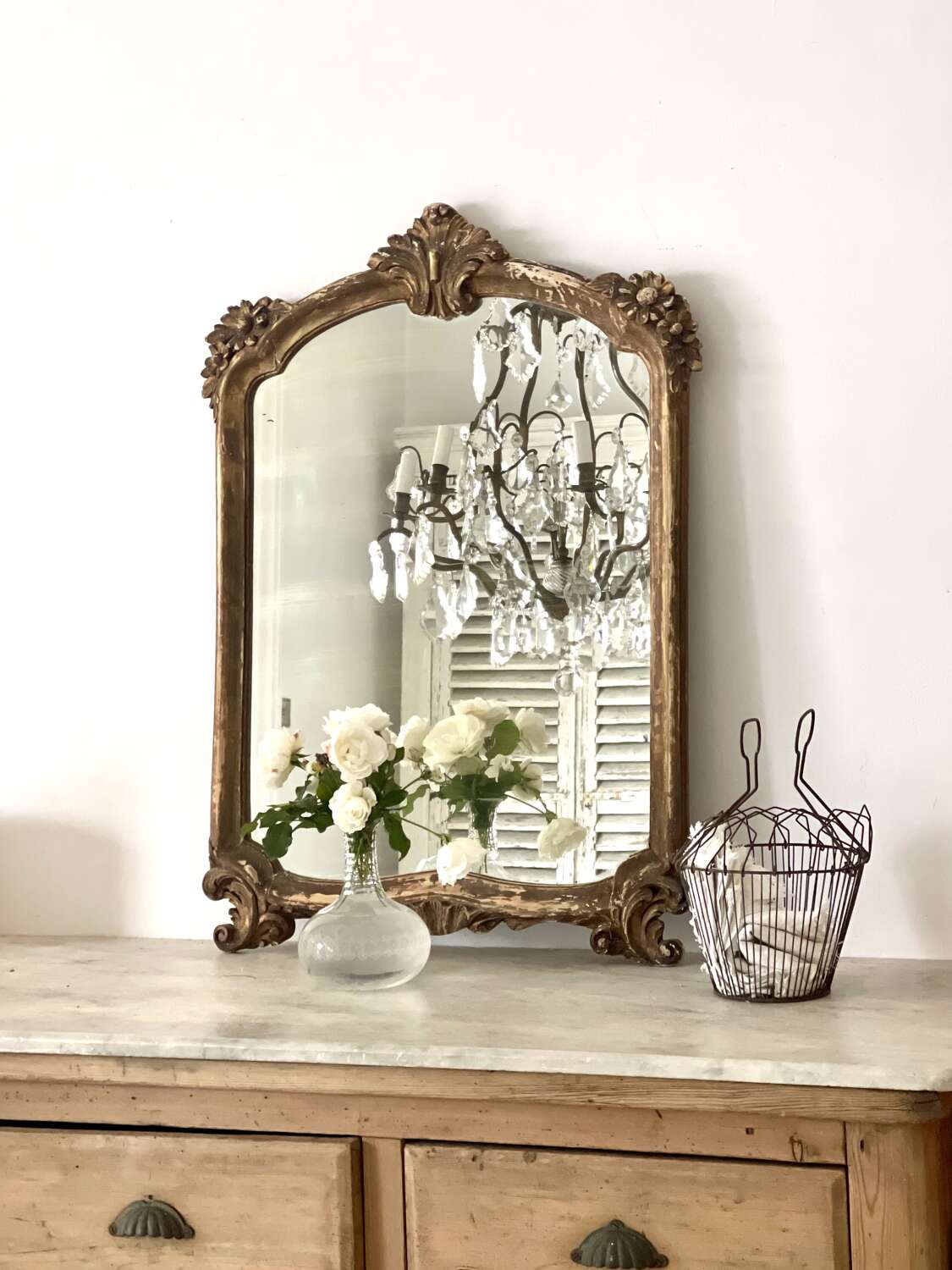 Vintage French distressed mirror
