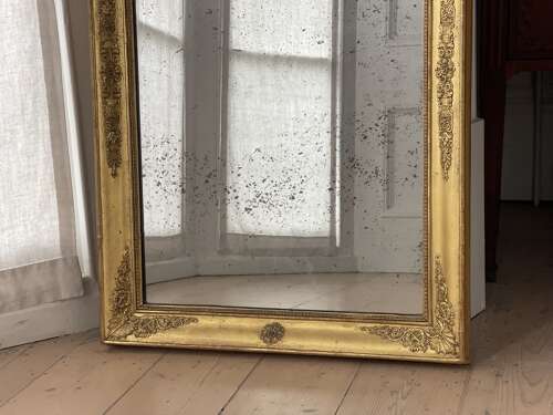 Antique French gilt rectangular mirror c1800 - foxed mercury glass
