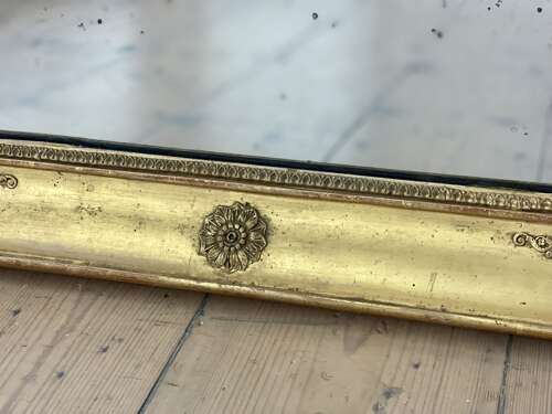 Antique French gilt rectangular mirror c1800 - foxed mercury glass