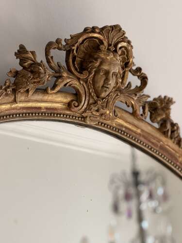 Large antique French gilt mirror c1880