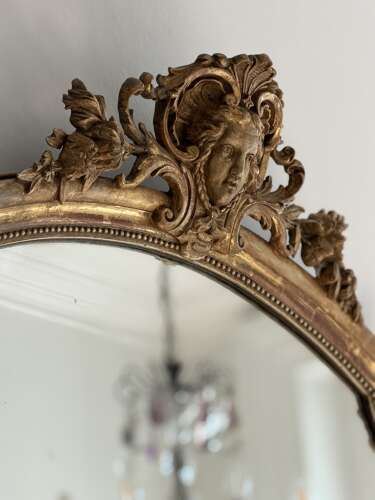 Large antique French gilt mirror c1880