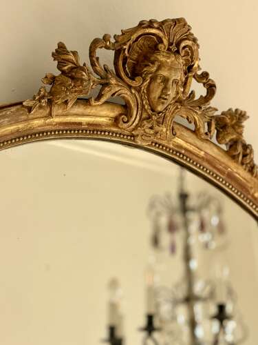 Large antique French gilt mirror c1880