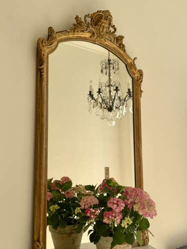 Large antique French gilt mirror c1880