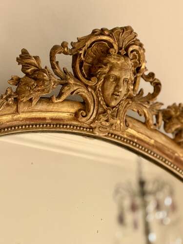 Large antique French gilt mirror c1880