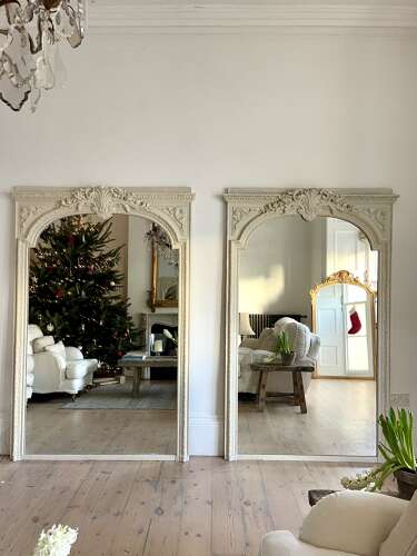 Antique French bare gesso mirror