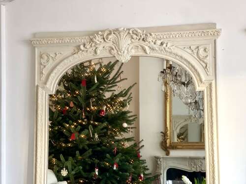 Antique French bare gesso mirror