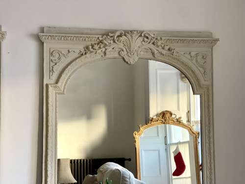 Antique French bare gesso mirror