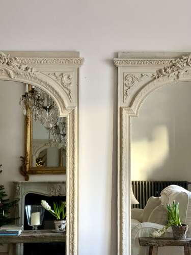 Antique French bare gesso mirror