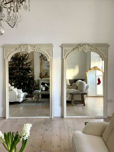 Antique French bare gesso mirror