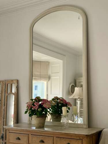 Large antique French painted mirror