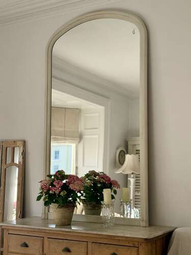 Large antique French painted mirror