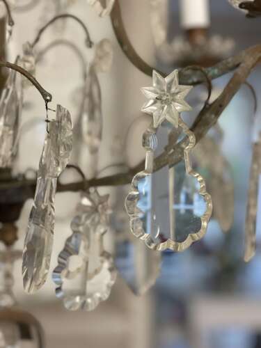 Antique French Crystal cage chandelier - rewired