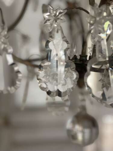 Antique French Crystal cage chandelier - rewired