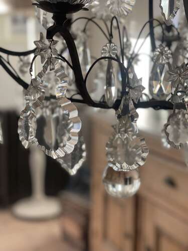 Antique French Crystal cage chandelier - rewired
