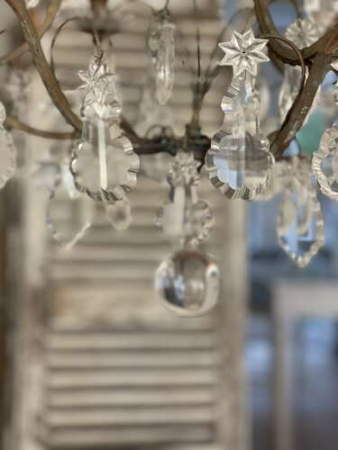 Antique French Crystal cage chandelier - rewired