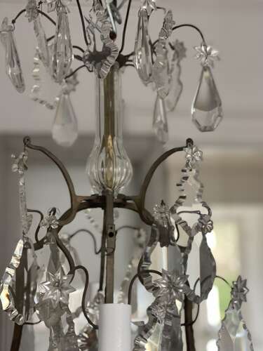 Antique French Crystal cage chandelier - rewired