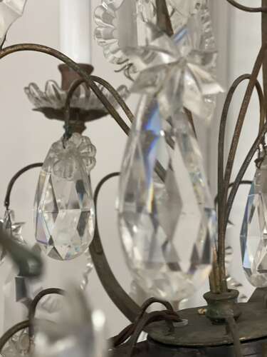 Antique French Crystal cage chandelier - rewired