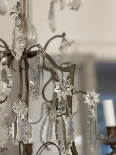 Antique French Crystal cage chandelier - rewired